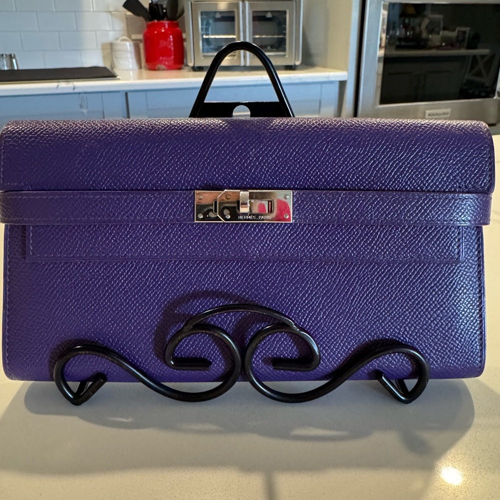 Hermes Iris (purple) Kelly Leather w/Silver Palladium Lock 💜 50NM & N square.